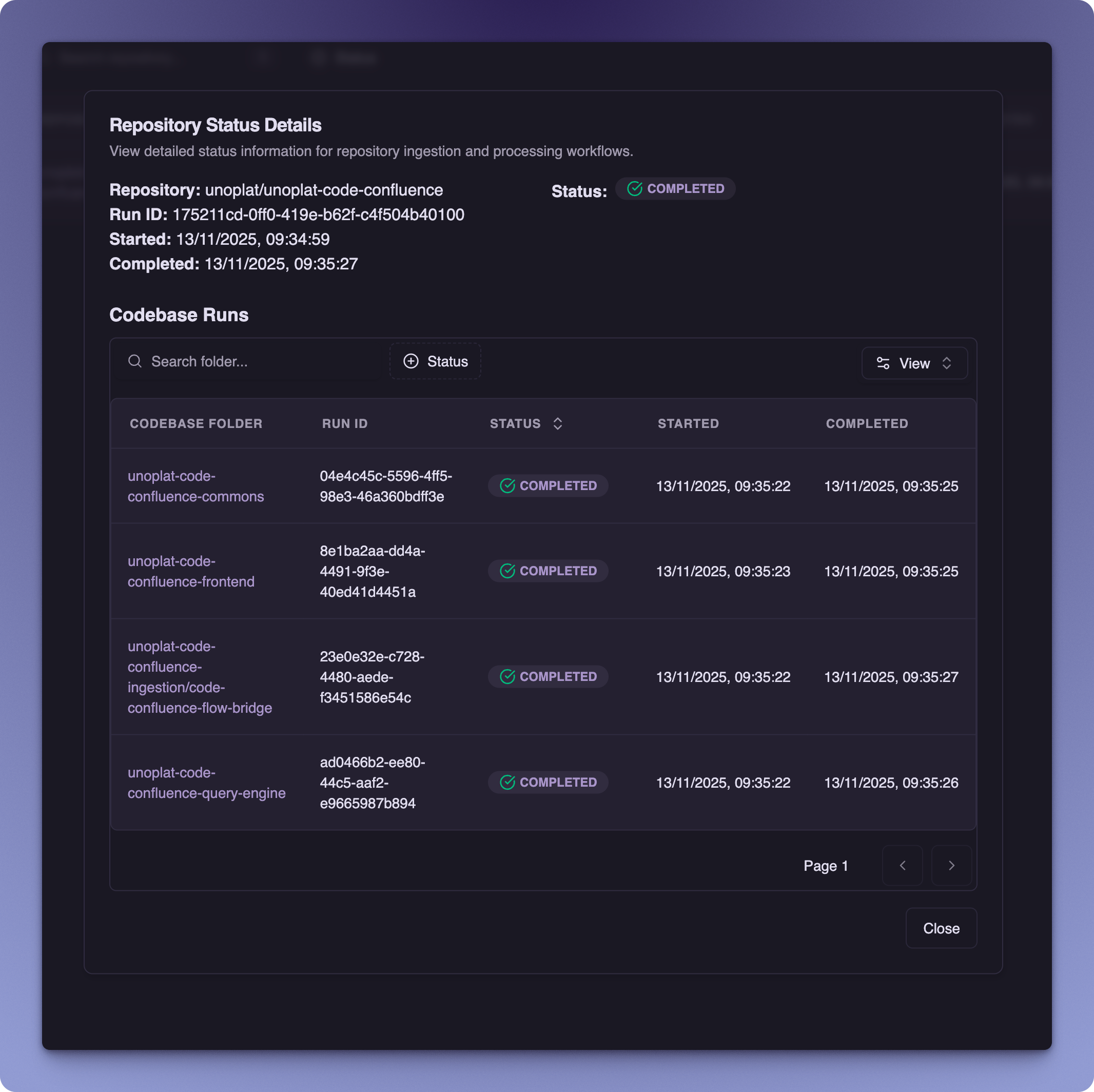 Ingestion Management - Codebases Ingested