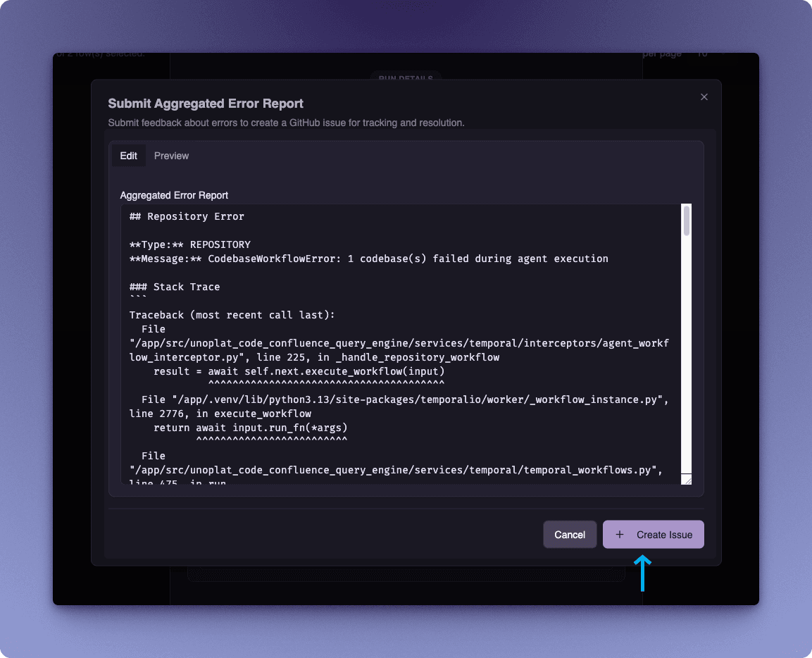 Submit Aggregated Error Report