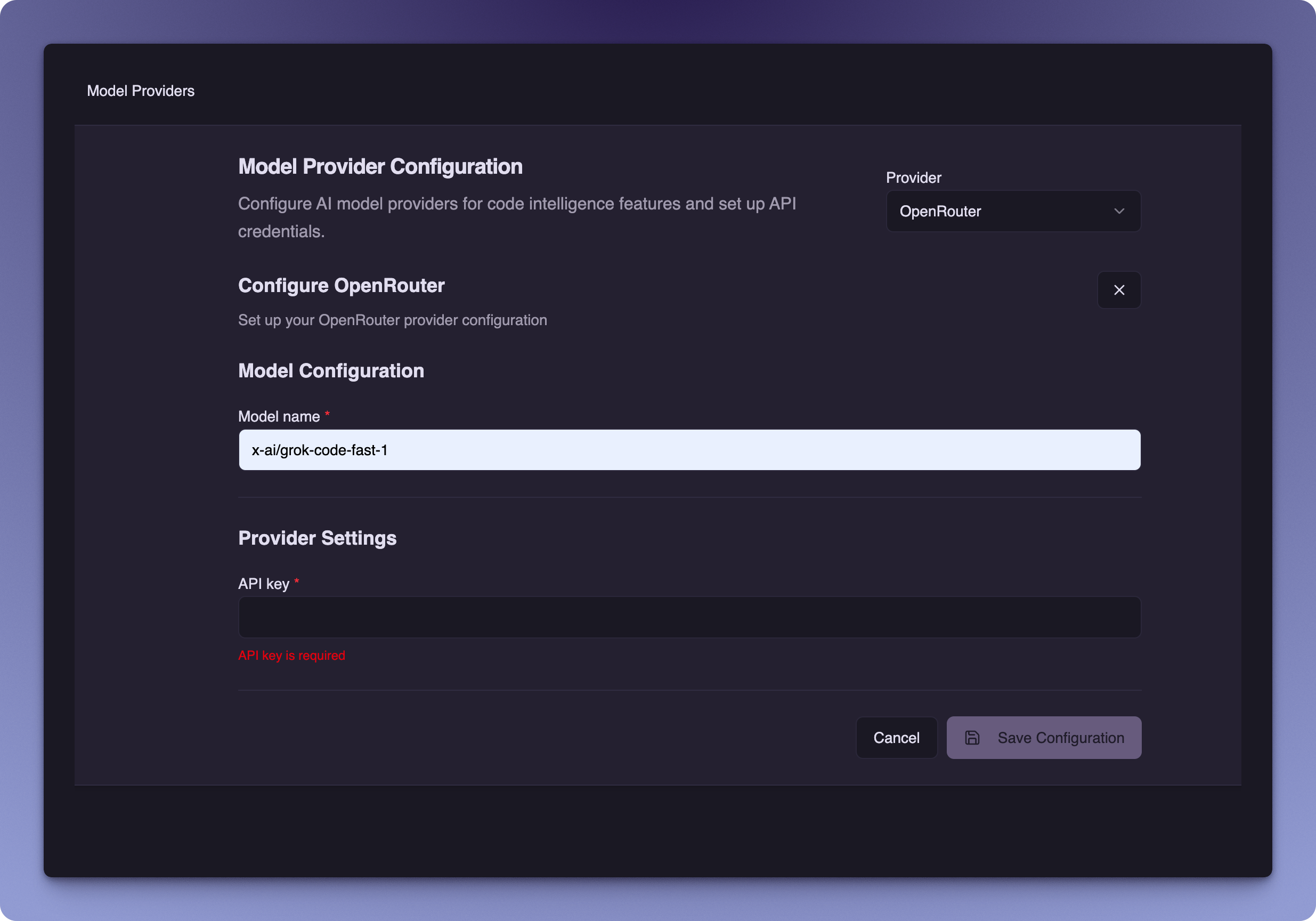 Model Provider Configuration - OpenRouter