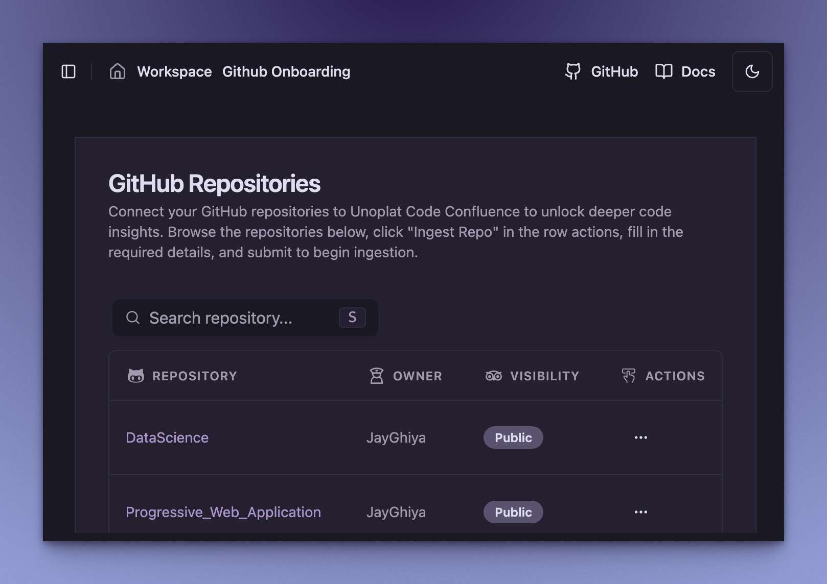 Search for Repository