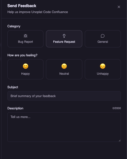 Send Feedback Dialog